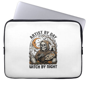 Housse Pour Ordinateur Portable Artiste d'Halloween Sorcière Gravure Vintage Art T