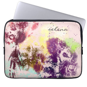 Housse Pour Ordinateur Portable Artistic rose violet Floral Botanique Monogramme