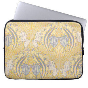 Housse Pour Ordinateur Portable Arts et artisanat Walter Crane Tulipes blanches bl