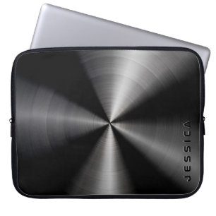 Housse Pour Ordinateur Portable Aspect en acier inoxydable brillant à lame noire m