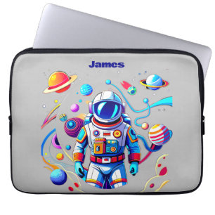 Housse Pour Ordinateur Portable Astronaut coloré et Univers en couleurs vives