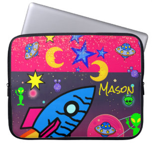 Housse Pour Ordinateur Portable Astronaute Alien de vaisseau spatial de saut d'ord