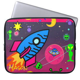 Housse Pour Ordinateur Portable Astronaute Alien de vaisseau spatial de saut d'ord