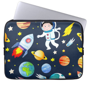 Housse Pour Ordinateur Portable Astronaute dans l'espace Planètes et Fusées Motif