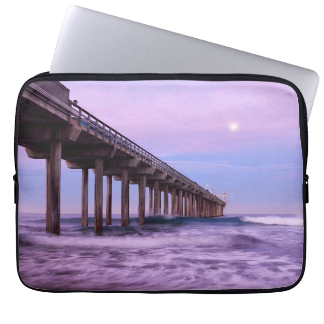 Housse Pour Ordinateur Portable Aube violette sur la jetée, Californie (Devant)