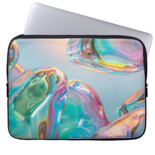 Housse Pour Ordinateur Portable Aura esthétique dégradé en métal liquide holograph