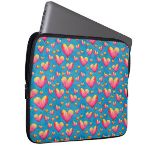 Housse pour ordinateur portable avec coeurs aquare
