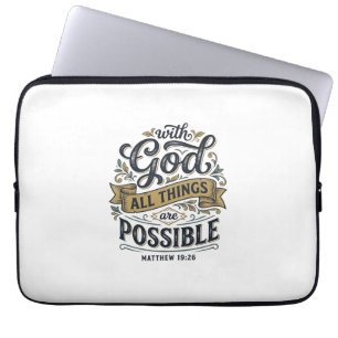 Housse Pour Ordinateur Portable Avec Dieu, toutes choses sont possibles Vintage ch