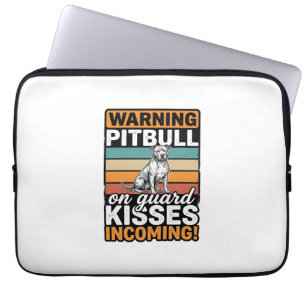 Housse Pour Ordinateur Portable Avertissement Pitbull Bisous à venir Design de chi