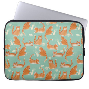 Housse Pour Ordinateur Portable Bad Orange Tabby Chats Qui Frappe Des Choses