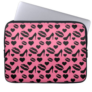Housse Pour Ordinateur Portable Baisers aux lèvres talons hauts noirs Maquillage F