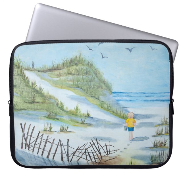 Housse Pour Ordinateur Portable Balade d'enfants sur une plage (Devant)