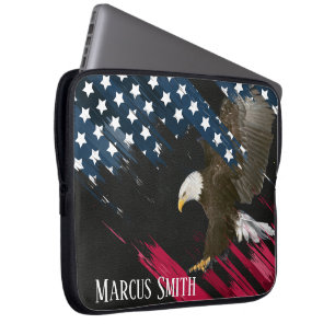 Housse Pour Ordinateur Portable Bald Eagle dans le drapeau américain Abstrait