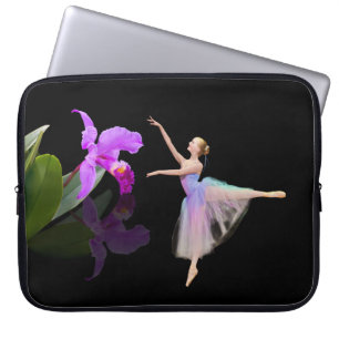 Housse Pour Ordinateur Portable Ballerine avec la fleur d'orchidée