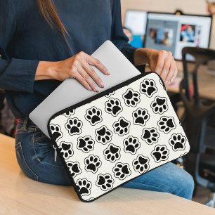Housse Pour Ordinateur Portable Balles noires, Paws de chien, Paws de chat, Plan