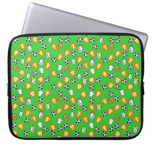 Housse Pour Ordinateur Portable Ballons de foot, Maillots orange et supporters