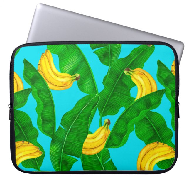 Housse Pour Ordinateur Portable Bananes et aquarelle feuille (Devant)