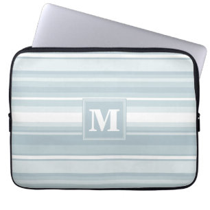 Housse Pour Ordinateur Portable Bandes bleu glace monogramme