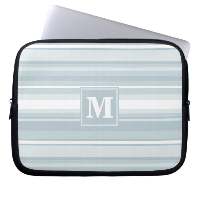 Housse Pour Ordinateur Portable Bandes bleu glace monogramme (Devant)