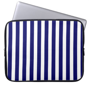 Housse Pour Ordinateur Portable Bandes de bonbons bleu et blanc marine