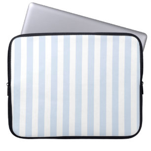 Housse Pour Ordinateur Portable Bandes de bonbons bleu pâle et blanc