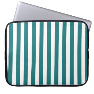 Housse Pour Ordinateur Portable Bandes de bonbons turquoises et blanches