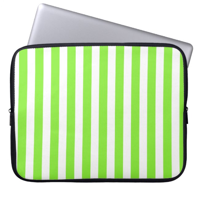 Housse Pour Ordinateur Portable Bandes de bonbons vert et blanc de chaux (Devant)