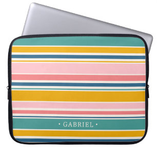 Housse Pour Ordinateur Portable Bandes de couleurs à thème de plage Ajouter Votr