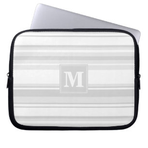 Housse Pour Ordinateur Portable Bandes gris clair monogrammes