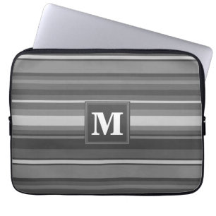 Housse Pour Ordinateur Portable Bandes gris monogramme