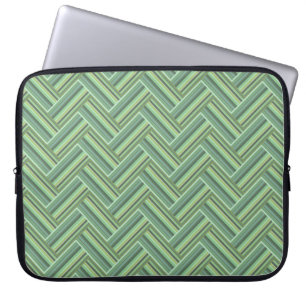 Housse Pour Ordinateur Portable Bandes vert olive double tissage