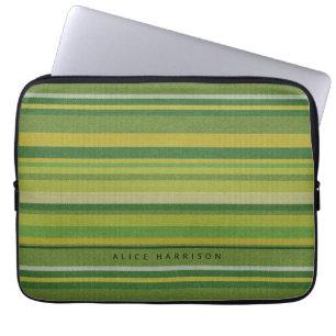 Housse Pour Ordinateur Portable Bandes vertes style tissu mexicain