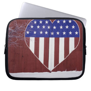 Housse Pour Ordinateur Portable Bannière étoilée en forme de coeur