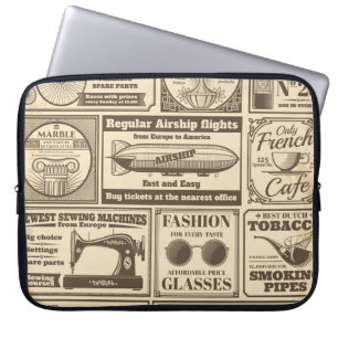 Housse Pour Ordinateur Portable bannières de journaux vintages et étiquettes publi