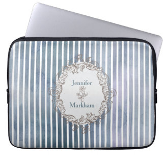 Housse Pour Ordinateur Portable Baroque Bleu Gris Aquarelle