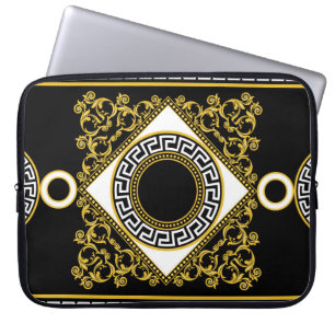Housse Pour Ordinateur Portable Baroque d'or : frontière noire grecque