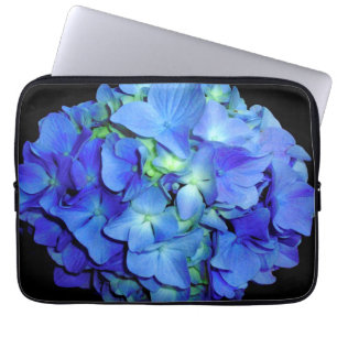 Housse Pour Ordinateur Portable Barres bleues, roses bleus, élégantes fleurs bleue