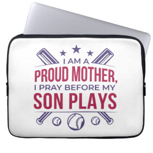 Housse Pour Ordinateur Portable Baseball Fier Mère Je Prie Avant Que Mon Fils Ne J