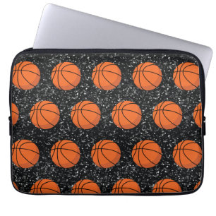 Housse Pour Ordinateur Portable Basketball Player Sport Ball Elegant Black Glitter