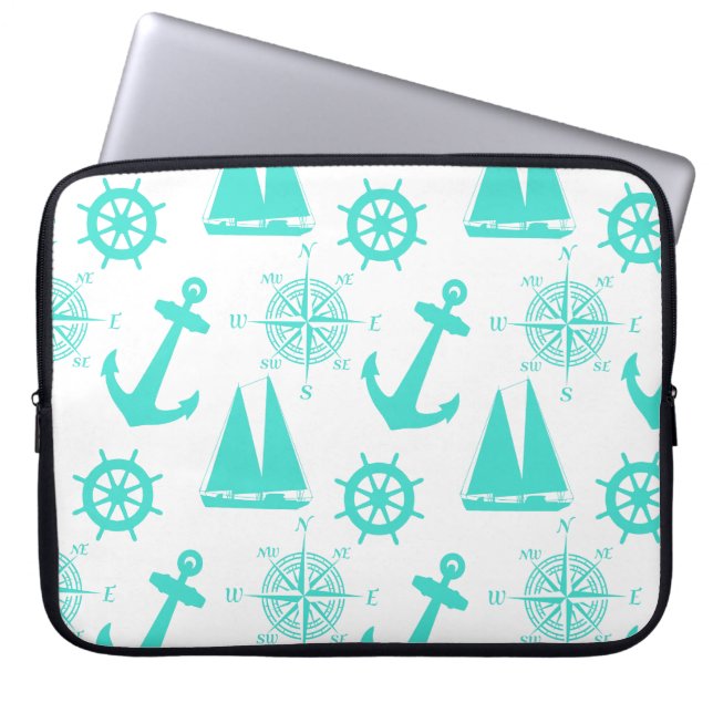 Housse Pour Ordinateur Portable Bateau côtier bleu turquoise (Devant)