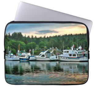 Housse Pour Ordinateur Portable Bateaux au coucher du soleil sur l'île Bainbridge