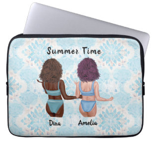 Housse Pour Ordinateur Portable Beachside Besties : Vibes d'été avec My Bestie
