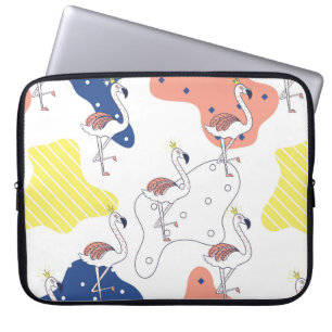 Housse Pour Ordinateur Portable Beau flamant rose avec motif transparent couronne
