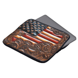 Housse Pour Ordinateur Portable Beau Patriotique Occidental Faux en cuir à outils