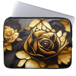 HOUSSE POUR ORDINATEUR PORTABLE BEAU ROSE NOIR & OR