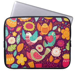 Housse Pour Ordinateur Portable Beaux oiseaux, fleurs, affiche artistique