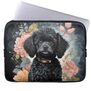Housse Pour Ordinateur Portable Bébés mignons animaux   Joli chiot de caniche noir