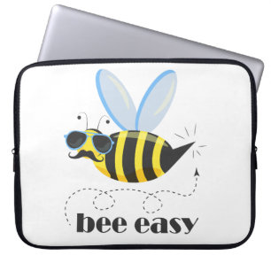Housse Pour Ordinateur Portable Bee caractère avec mustache lunettes de soleil Bee