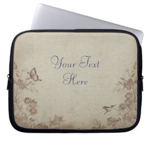 Housse Pour Ordinateur Portable Beige vintage Floral