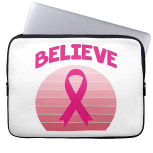 Housse Pour Ordinateur Portable Believe Pink Ribbon Retro